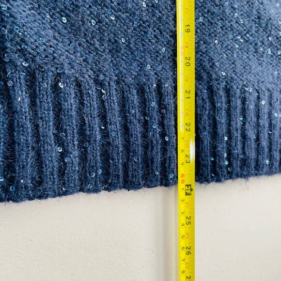 A/X ARMANI EXCHANGE Sweater Navy Blue Sequin 3/4 Sleeve Pullover Women's M - Picture 8 of 8